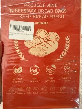 Beeswax Bread Bags - Red - Reusable Bread Storage